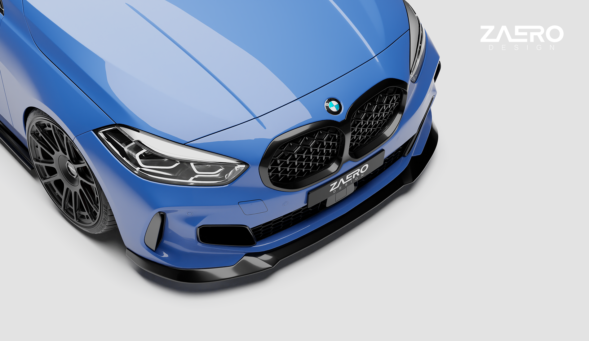 F40-29 zaero-design-evo-1-frontspoiler-für-bmw-1er-serie-116-118-120-125-m135-m140-f40-pre-lci-frontlippe-front-lippe-lip-splitter-spoiler-schwert-vorfacelift